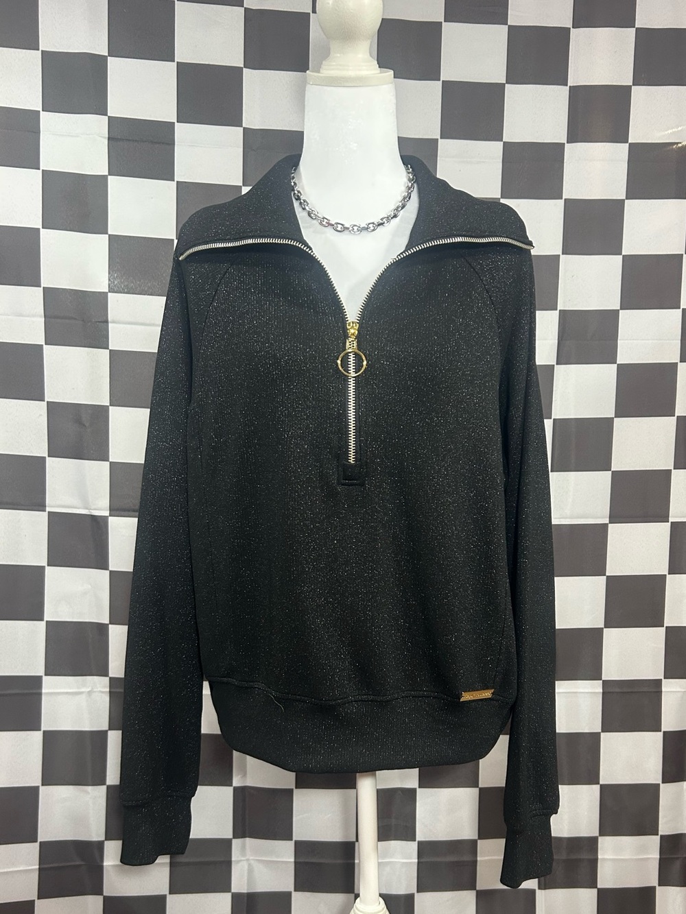 Simply Southern Black Half-Zip Sparkle Sweater